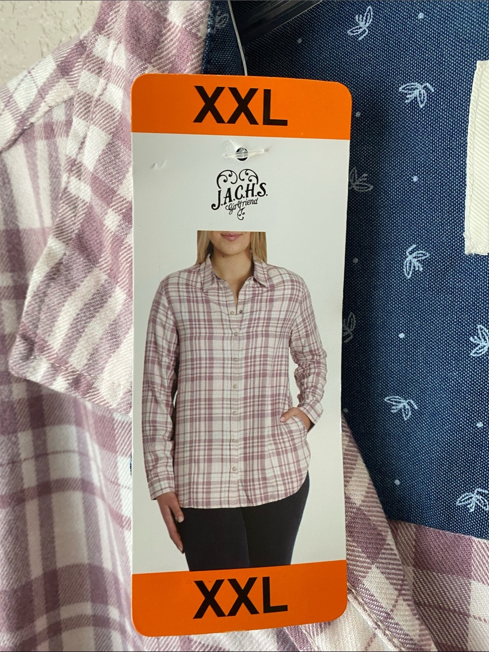 Jachs Girlfriend New York Plaid Pearl/Pink Snap Flannel Shirt XXL